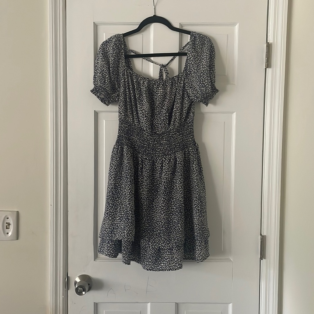 White and blue flow dress